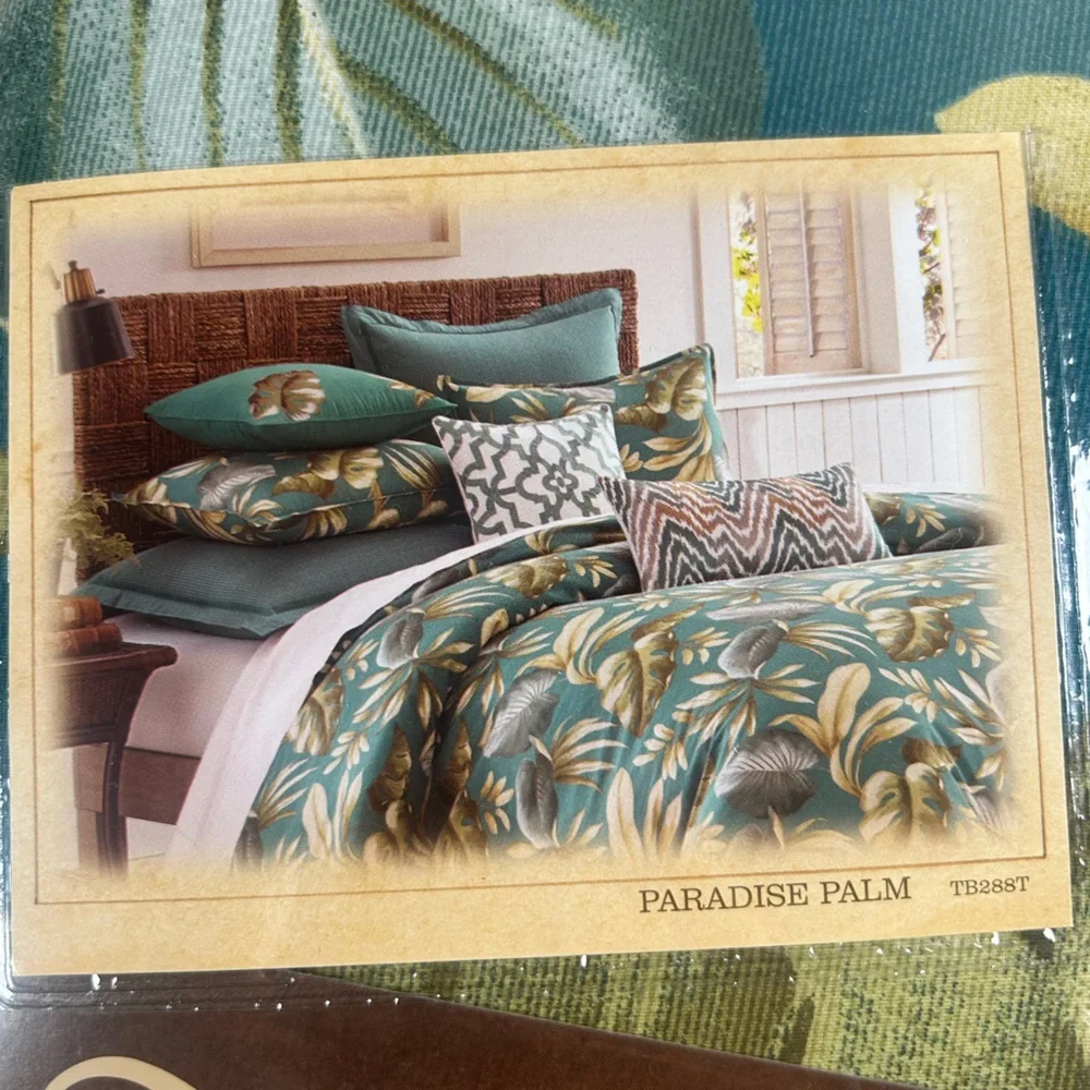 TOMMY BAHAMA HOME Paradise Palm Twin‎ Duvet Set Teal Tropical Sealed NWT - Picture 8 of 8